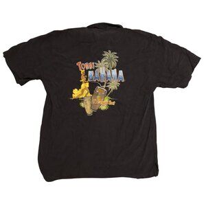 Tommy Bahama "The Calypso Heat" Men's Size L Black Silk Camp Short Sleeve Shirt